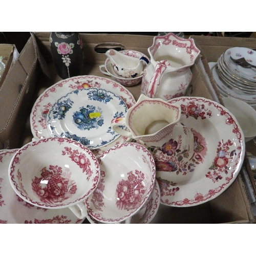 85 - Four trays of assorted tea/dinner ware to include Masons Regency, etc