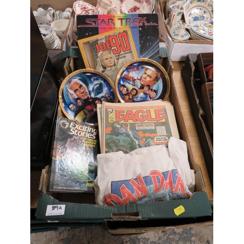 89A - A selection of Sci-Fi collectables to include various comics,  Joe 90 painting book, Star Trek LP an... 