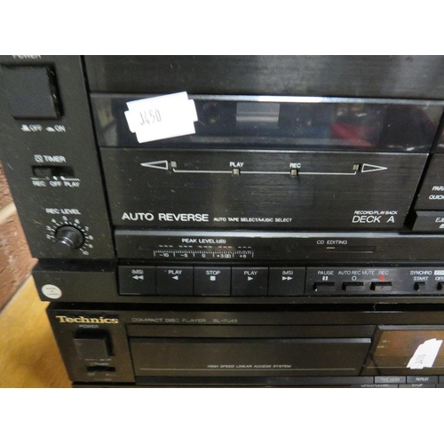 90 - A Technics separates Hi-Fi system comprising a ST X880L stereo tuner, SH-E70 graphics equalizer, SJ ... 