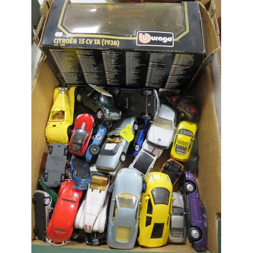 99 - Three trays of boxed and unboxed vintage toys to include a boxed Danbury Mint 1949 Jaguar XK 120, Tr... 