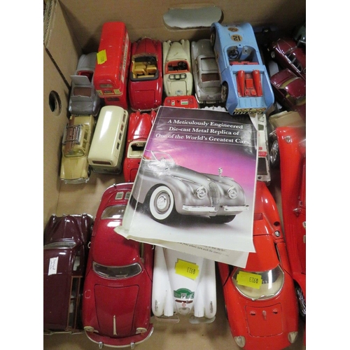 99 - Three trays of boxed and unboxed vintage toys to include a boxed Danbury Mint 1949 Jaguar XK 120, Tr... 