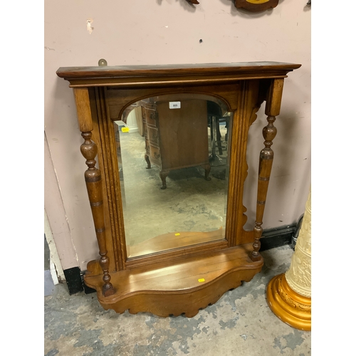 805 - An Edwardian oak overmantel hanging mirror H 96 cm W 80 cm