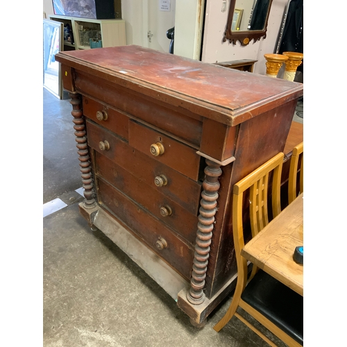 808 - An antique Scottish six drawer chest with barleytwist columns W 118 cm