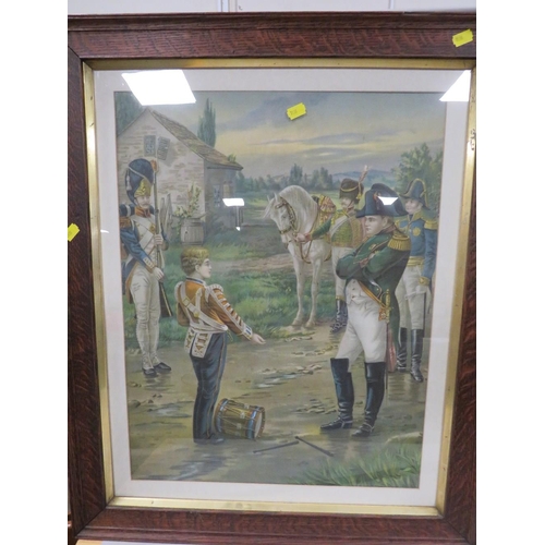 208 - An antique sword A/F together with a framed and glazed display of 9 military badges and two framed a... 