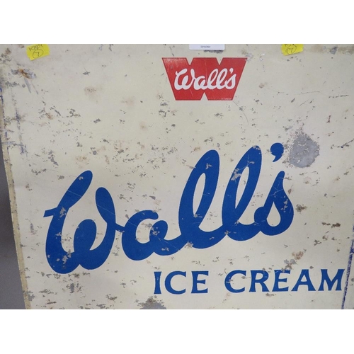 214 - A vintage painted metal advertising sign for Walls ice cream