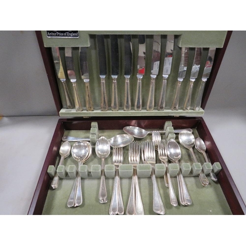 218 - An Arthur Price part canteen of cutlery A/F together with two boxed V&A Alice in Wonderland gift war... 