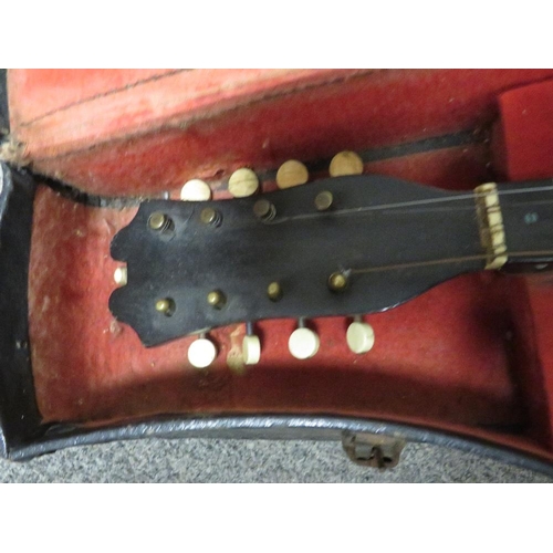 245 - A cased mandolin with label inside