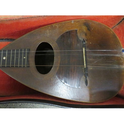 245 - A cased mandolin with label inside