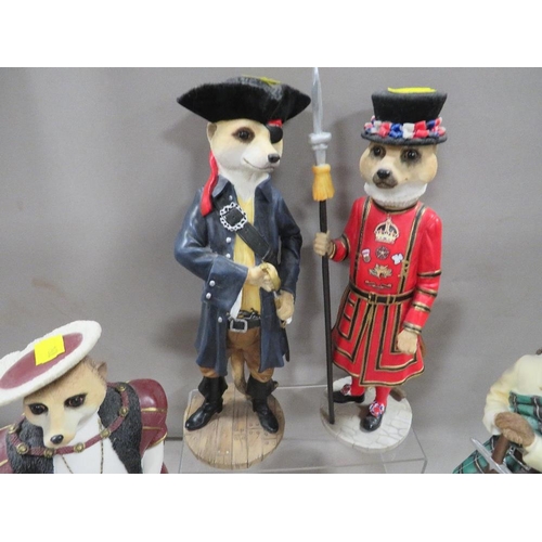 253 - Six Country Artists meerkats to include Henry, Bader, Windsor, William, Jack and Sherlock A/F