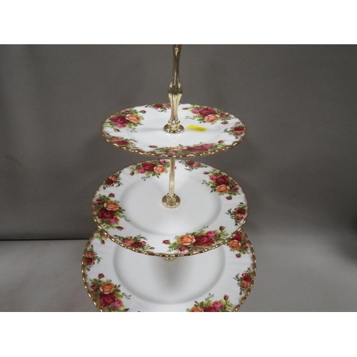 279 - A Royal Albert Old Country Roses triple cake stand