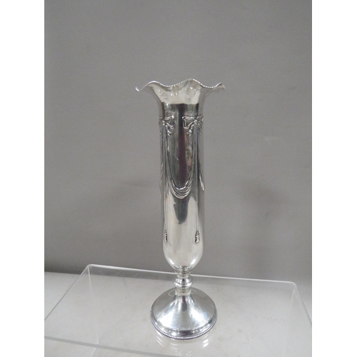 283 - An Edwardian style with bow and swag  hallmarked silver specimen vase 