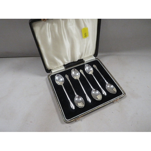 325 - A cased set of six silver hallmarked spoons