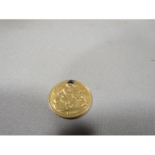 350 - A drilled Edward VII half sovereign dated 1902 approx. weight 3.9g