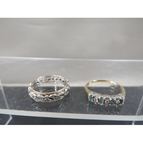 351 - A hallmarked 9ct gold dress rings and 9ct gold & silver eternity ring, both size Q, total weight app... 