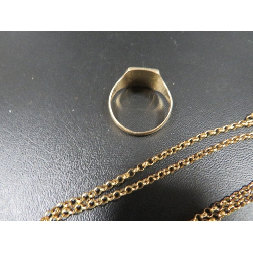 386 - A hallmarked 9 carat gold ring together with a 9 carat gold chain approx. combined weight 8g