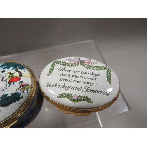 404 - Three Bilston & Battersea Halcyon Days enamel boxes