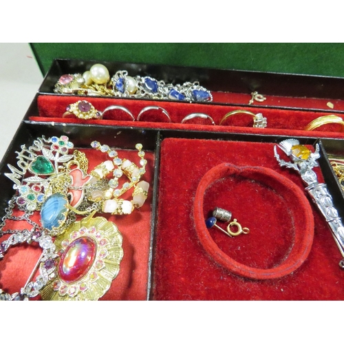 408 - A jewellery box containing a quantity of costume jewellery