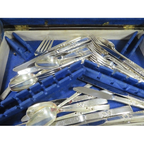 427 - A cutlery canteen and contents (unchecked) together with another