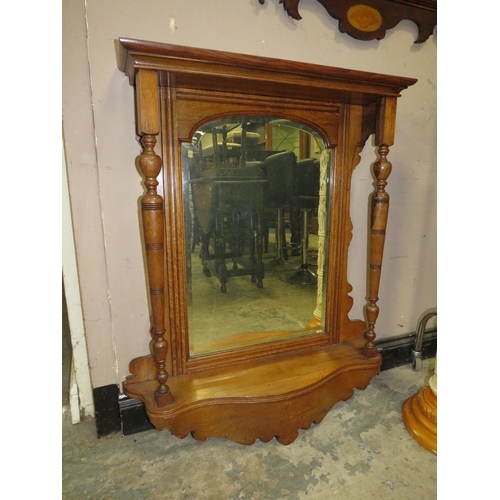 805 - An Edwardian oak overmantel hanging mirror H 96 cm W 80 cm