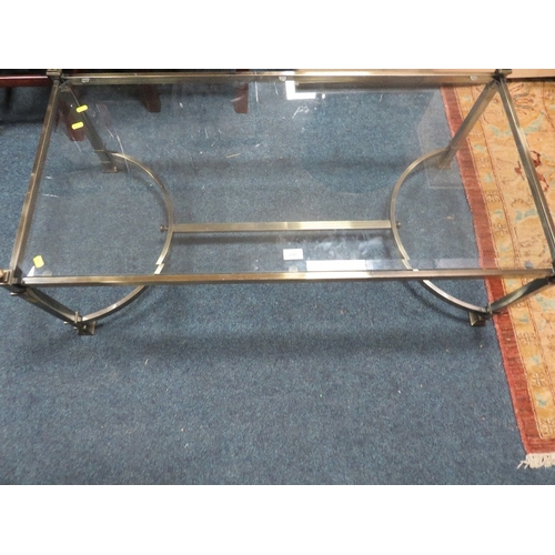 737 - A modern brass & glass coffee table