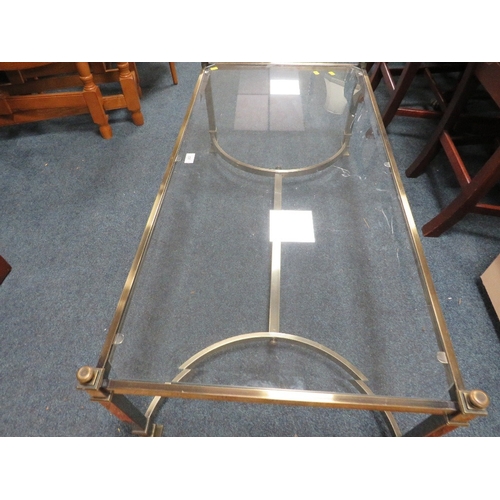 737 - A modern brass & glass coffee table