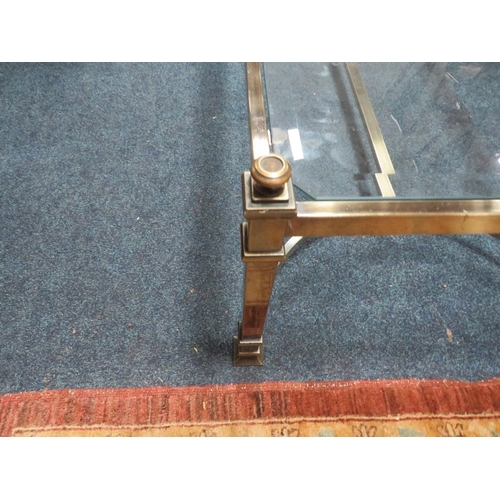 737 - A modern brass & glass coffee table