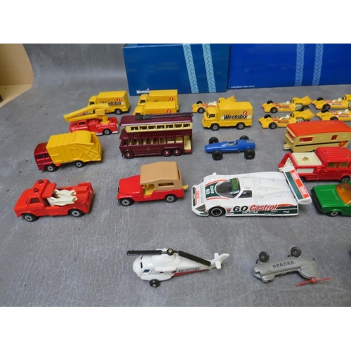 116 - A COLLECTION OF DIE CAST VEHICLES, to include five boxed Weetabix vehicles, nine unboxed Weetabix ve... 