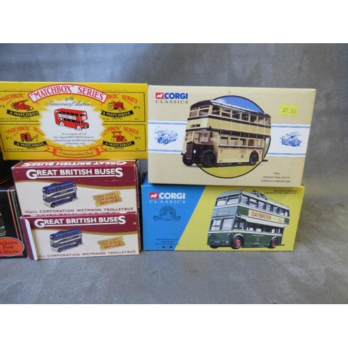 137 - A COLLECTION OF TEN BOXED DIE CAST VEHICLES, to include Corgi Classic Nottingham trolley bus, Corgi ... 