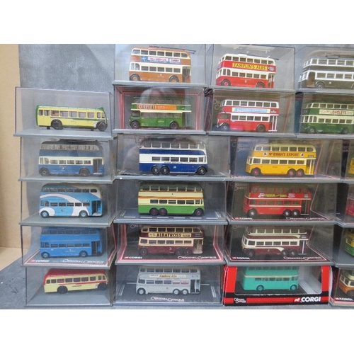 140 - THIRTY SIX BOXES CORGI OMNIBUSES, to include buses, trolley buses and coaches