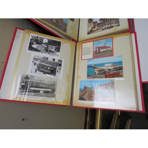 148 - SEVEN ALBUMS OF POSTCARDS / PHOTOGRAPHS OF BUSES, coaches, trams, trolley buses and trains, to inclu... 