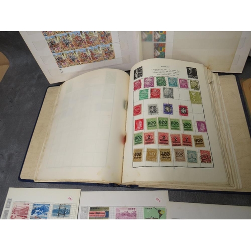 158 - FIVE STAMP ALBUMS CONTAINING BRITISH / WORLD STAMPS, together with a small collection of loose sheet... 