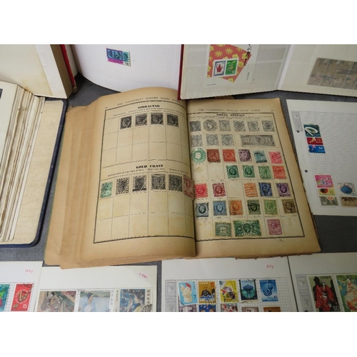 158 - FIVE STAMP ALBUMS CONTAINING BRITISH / WORLD STAMPS, together with a small collection of loose sheet... 