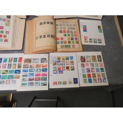 158 - FIVE STAMP ALBUMS CONTAINING BRITISH / WORLD STAMPS, together with a small collection of loose sheet... 