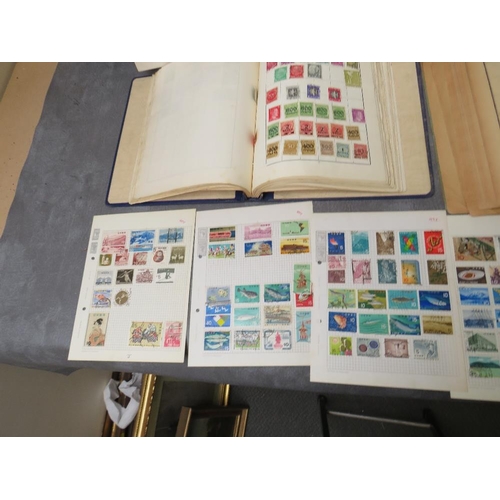 158 - FIVE STAMP ALBUMS CONTAINING BRITISH / WORLD STAMPS, together with a small collection of loose sheet... 