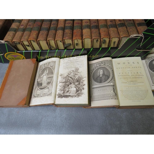 2 - A TRAY OF 32 ANTIQUARIAN POETRY BOOKS, to include Apollo Press late 18th ventury, Samuel Johnson. Co... 