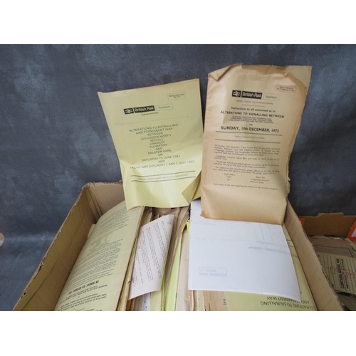 22 - A LARGE BOX CONTAINING 100s OF RAILWAY SIGNALLING ALTERATION NOTICES (YELLOW PERILS), together with ... 