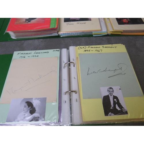 28 - SEVEN ALBUMS OF AUTOGRAPHED PHOTOGRAPHS AND THEATRE PROGRAMMES OF TV AND FILM STARS, to include Marg... 