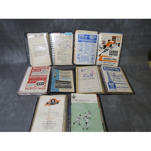 35 - FIVE ALBUMS CONTAINING VINTAGE FOOTBALL PROGRAMMES, some from the late 1950s, some autographed, sign... 