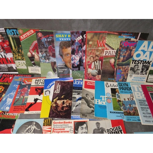 36 - EIGHTY SIX FOOTBALL TESTIMONIAL PROGRAMMES, to include Nat Lofthouse, George Best, Bobby Charlton, J... 