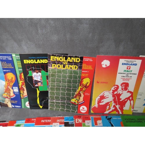 44 - A COLLECTION OF OVER ONE HUNDRED ENGLAND FOOTBALL PROGRAMMES THROGUH THE YEARS, form 1966 to the eal... 