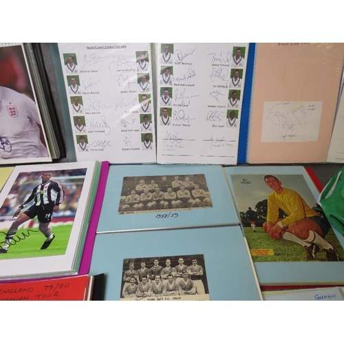 45 - TEN ALBUMS OF FOOTBALL AND CRICKET AUTOGRAPHED PROGRAMMES, PHOTOGRAPHS, TEAM SHEETS, CUTTINGS ETC., ... 