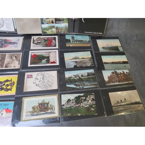 48 - A COLLECTION OF POSTCARDS, to include two albums and loose cards, inlcuding vintage silks, saucy sea... 