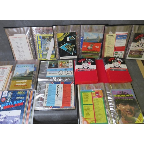 51 - EIGHT ALBUMS OF FOOTBALL PROGRAMMES, many signed / autographed to include FA Cup finals, Tetimonail ... 