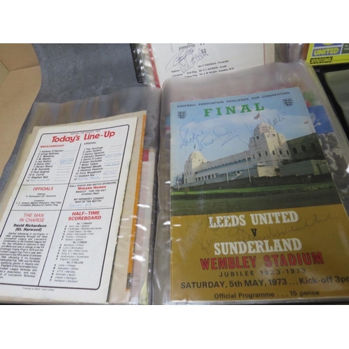 51 - EIGHT ALBUMS OF FOOTBALL PROGRAMMES, many signed / autographed to include FA Cup finals, Tetimonail ... 