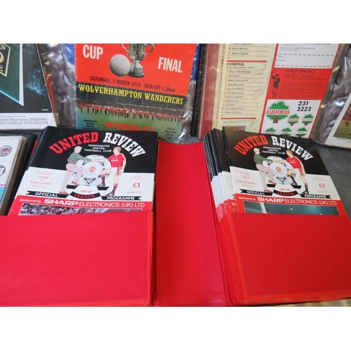 51 - EIGHT ALBUMS OF FOOTBALL PROGRAMMES, many signed / autographed to include FA Cup finals, Tetimonail ... 