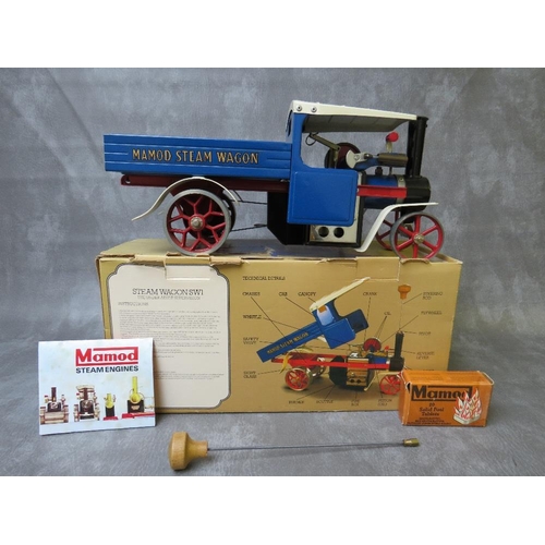 57 - A BOXED MAMOD STEAM WAGON SW1, with steering rod, solid fuel tablets and instructions