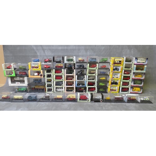 64 - A TRAY OF SEVENTY SIX BOXED OXFORD / CLASSIX / CORGI / EFE 1:76 RAILWAY SCALE VEHICLES