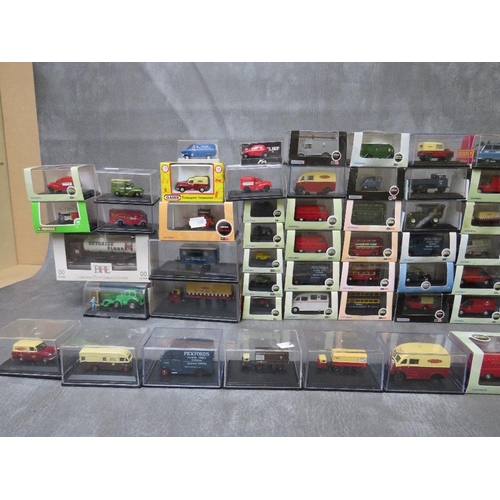 64 - A TRAY OF SEVENTY SIX BOXED OXFORD / CLASSIX / CORGI / EFE 1:76 RAILWAY SCALE VEHICLES