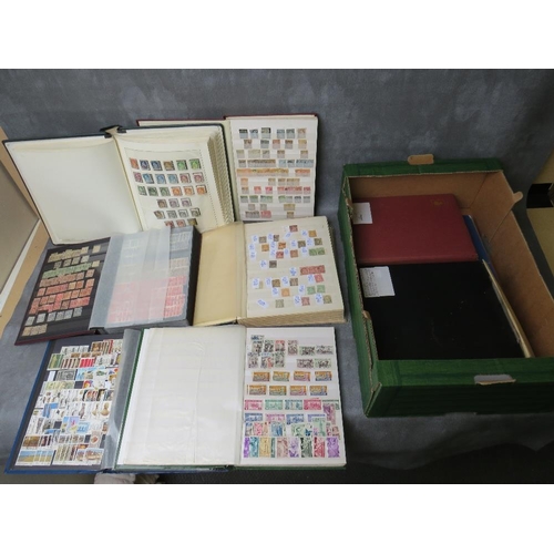 9 - TEN STAMP ALBUMS / STOCK BOOKS,containing mainly Swiss and Commonwealth stamps