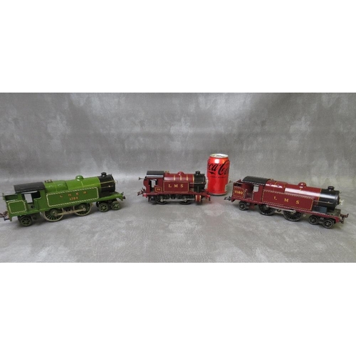 93 - THREE UNBOXED O GAUGE LOCOMOTIVES, LMS 2180 4-4-2, LMS 70 0-4-0, LNER 4-4-2, all 3 rail